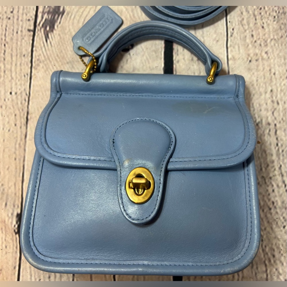 Vintage Coach 9023 Winnie Bag RARE🩵PERIWINKLE BLUE🩵Made in ‘97 Only NICE! - Picture 3 of 14